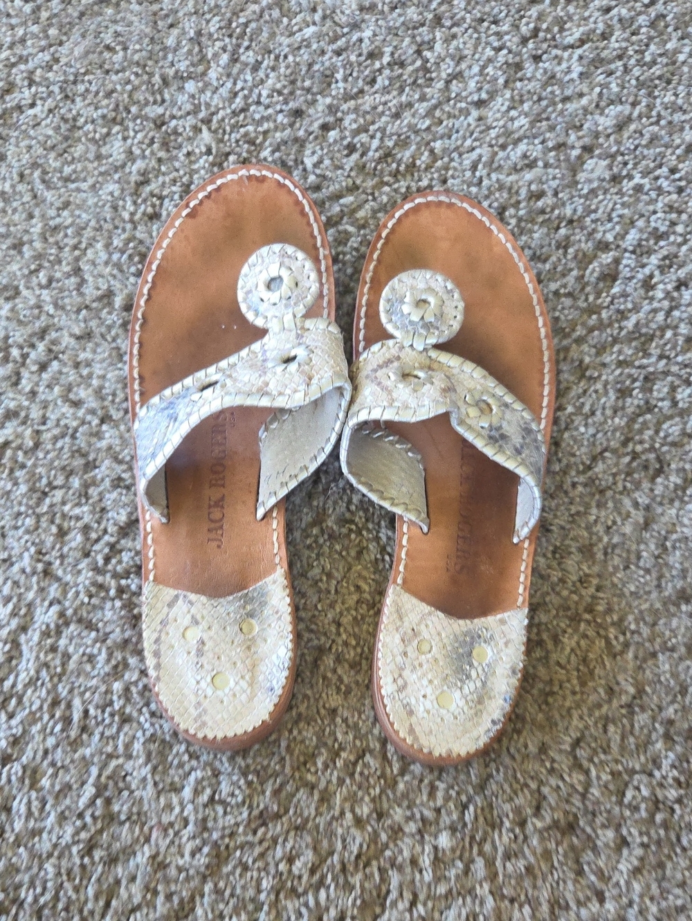 Jack Rogers Cream Snakeskin Miller Sandals